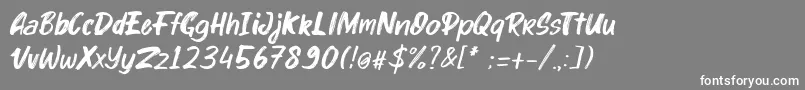 フォントkinder Boy Italic – 灰色の背景に白い文字