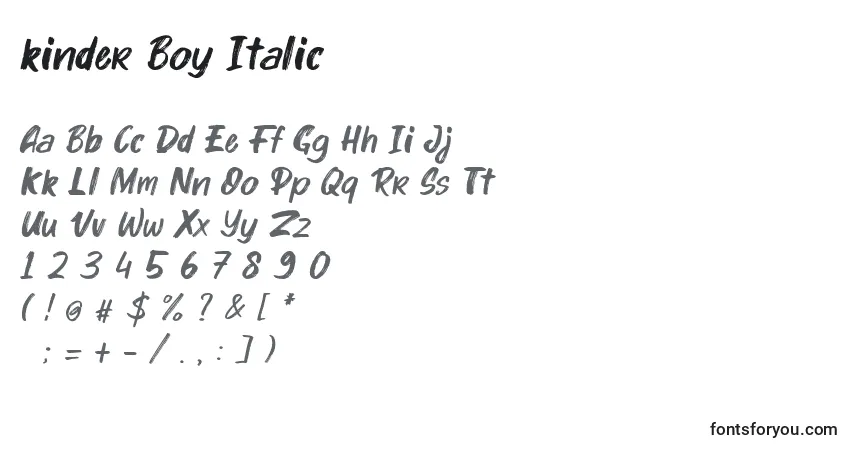 Schriftart Kinder Boy Italic (131657) – Alphabet, Zahlen, spezielle Symbole