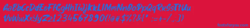 Шрифт kinder Boy Italic – синие шрифты на красном фоне