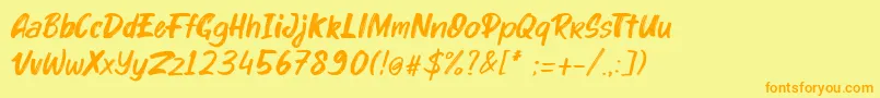 Шрифт kinder Boy Italic – оранжевые шрифты на жёлтом фоне