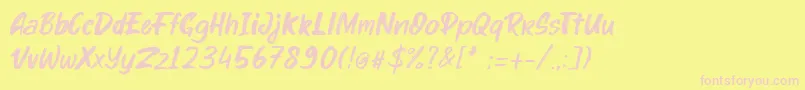 Czcionka kinder Boy Italic – różowe czcionki na żółtym tle