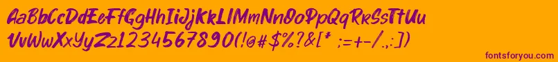 kinder Boy Italic-fontti – violetit fontit oranssilla taustalla
