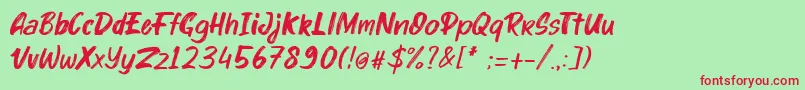 kinder Boy Italic Font – Red Fonts on Green Background