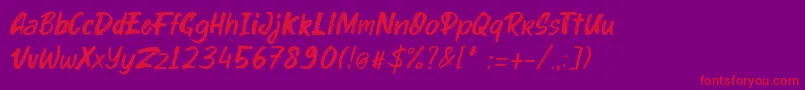 Fonte kinder Boy Italic – fontes vermelhas em um fundo violeta