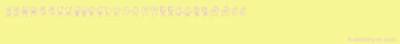 Kinderskizzen-fontti – vaaleanpunaiset fontit keltaisella taustalla
