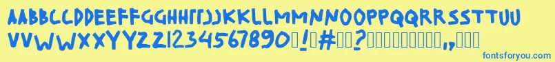 KinDisplay Font – Blue Fonts on Yellow Background