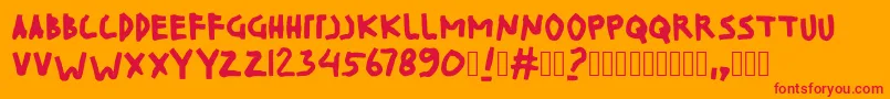 KinDisplay Font – Red Fonts on Orange Background