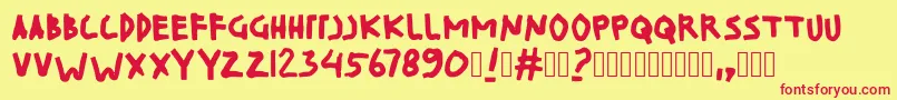KinDisplay Font – Red Fonts on Yellow Background