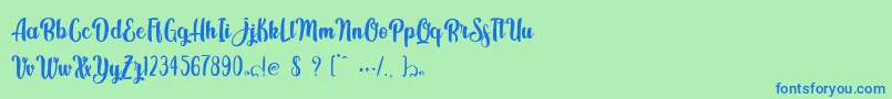 Kindly Jasmine Font – Blue Fonts on Green Background