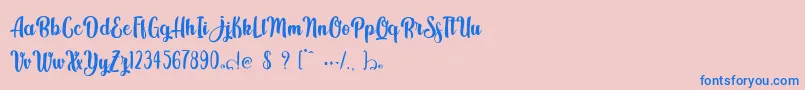 Kindly Jasmine Font – Blue Fonts on Pink Background