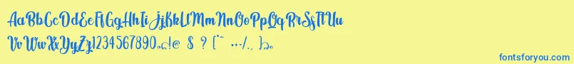 Kindly Jasmine Font – Blue Fonts on Yellow Background