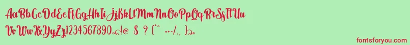 Kindly Jasmine Font – Red Fonts on Green Background