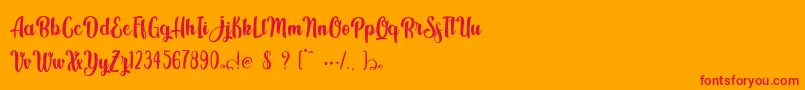Kindly Jasmine Font – Red Fonts on Orange Background