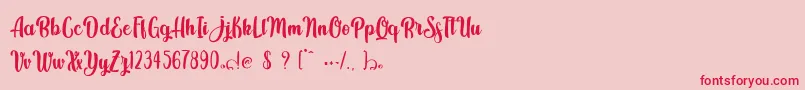 Kindly Jasmine Font – Red Fonts on Pink Background