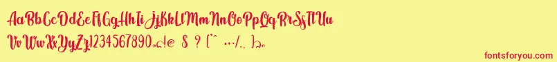Kindly Jasmine Font – Red Fonts on Yellow Background