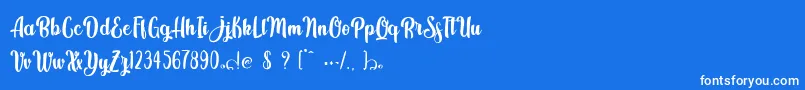 Kindly Jasmine-Schriftart – Weiße Schriften auf blauem Hintergrund
