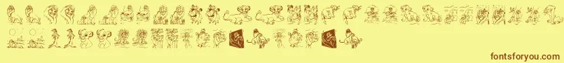 Fonte King Lion – fontes marrons em um fundo amarelo