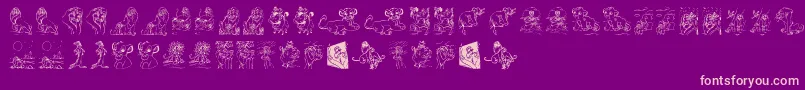 King Lion-fontti – vaaleanpunaiset fontit violetilla taustalla