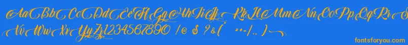 Шрифт King Lionel   Personal Use – оранжевые шрифты на синем фоне