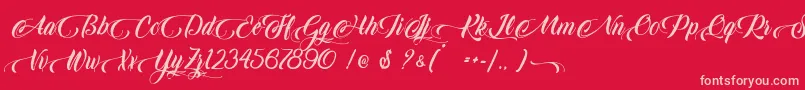 King Lionel   Personal Use Font – Pink Fonts on Red Background