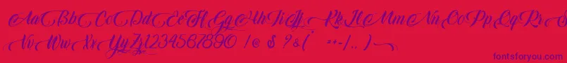 King Lionel   Personal Use Font – Purple Fonts on Red Background