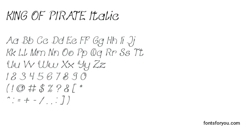 KING OF PIRATE Italic-fontti – aakkoset, numerot, erikoismerkit