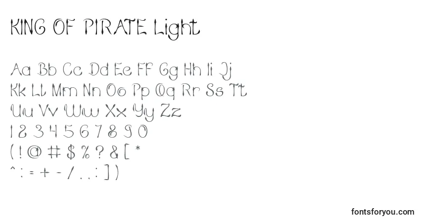 A fonte KING OF PIRATE Light – alfabeto, números, caracteres especiais