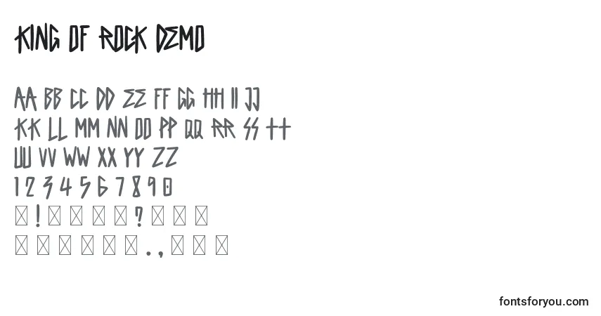 Schriftart King Of Rock Demo – Alphabet, Zahlen, spezielle Symbole