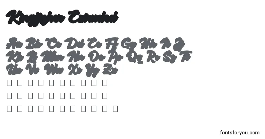 Kingfisher Extruded-fontti – aakkoset, numerot, erikoismerkit