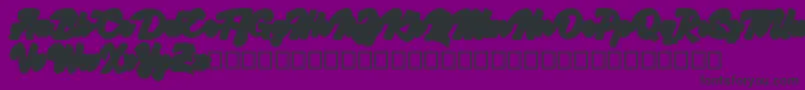 フォントKingfisher Extruded – 紫の背景に黒い文字