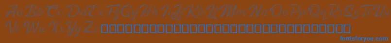 Kingfisher Full Engraved Font – Blue Fonts on Brown Background