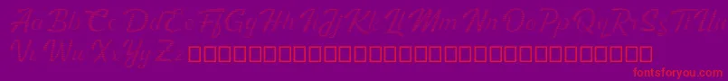 Kingfisher Full Engraved-Schriftart – Rote Schriften auf violettem Hintergrund