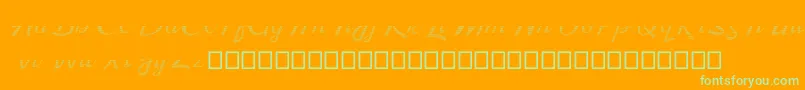 Kingfisher Half Engraved-Schriftart – Grüne Schriften auf orangefarbenem Hintergrund