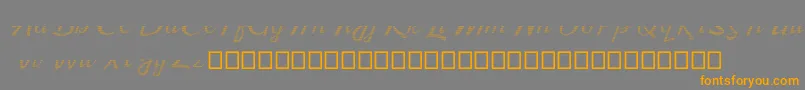 フォントKingfisher Half Engraved – オレンジの文字は灰色の背景にあります。