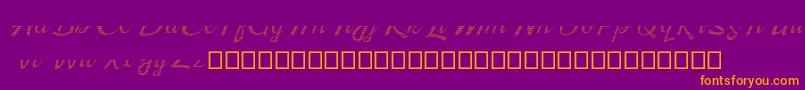Kingfisher Half Engraved-Schriftart – Orangefarbene Schriften auf violettem Hintergrund