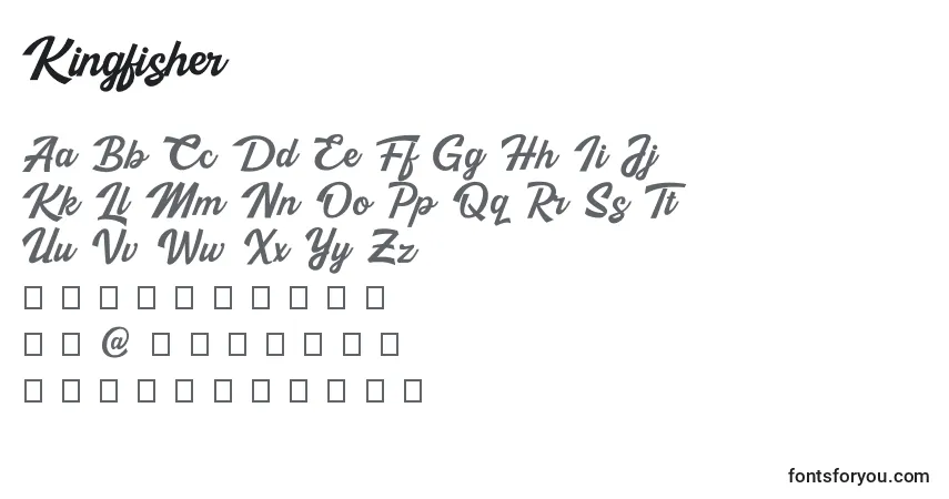 A fonte Kingfisher – alfabeto, números, caracteres especiais