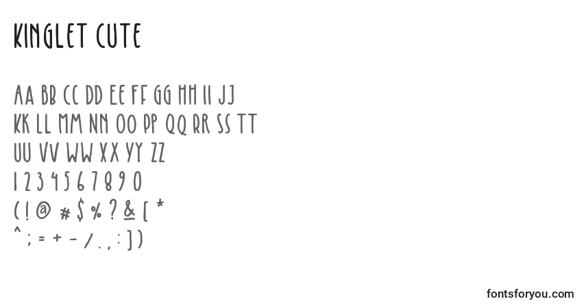 Czcionka Kinglet Cute – alfabet, cyfry, specjalne znaki