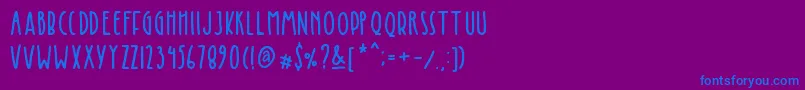 フォントKinglet Cute – 紫色の背景に青い文字