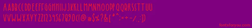 フォントKinglet Cute – 紫の背景に赤い文字