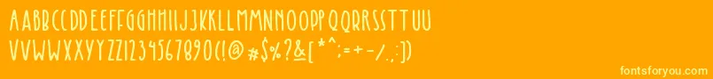Kinglet Cute-Schriftart – Gelbe Schriften auf orangefarbenem Hintergrund
