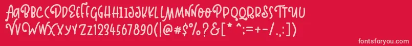 Kinglet Playful Font – Pink Fonts on Red Background