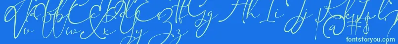 Kingsley-Schriftart – Grüne Schriften auf blauem Hintergrund