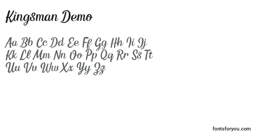 Schriftart Kingsman Demo – Alphabet, Zahlen, spezielle Symbole