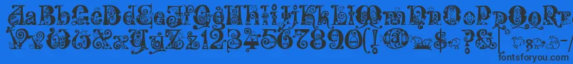 Kingthings Eggypeg Font – Black Fonts on Blue Background