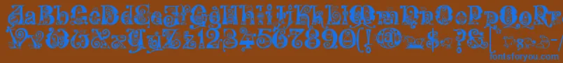Kingthings Eggypeg Font – Blue Fonts on Brown Background