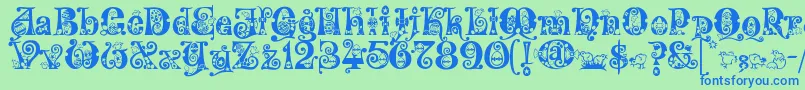 Kingthings Eggypeg Font – Blue Fonts on Green Background