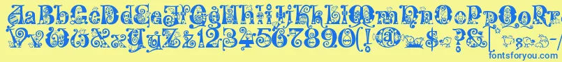 Kingthings Eggypeg Font – Blue Fonts on Yellow Background