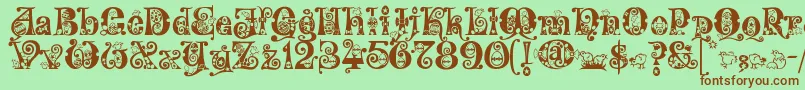 Kingthings Eggypeg Font – Brown Fonts on Green Background