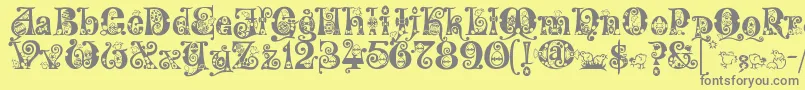 Kingthings Eggypeg Font – Gray Fonts on Yellow Background