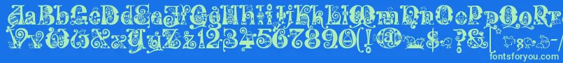 Kingthings Eggypeg Font – Green Fonts on Blue Background